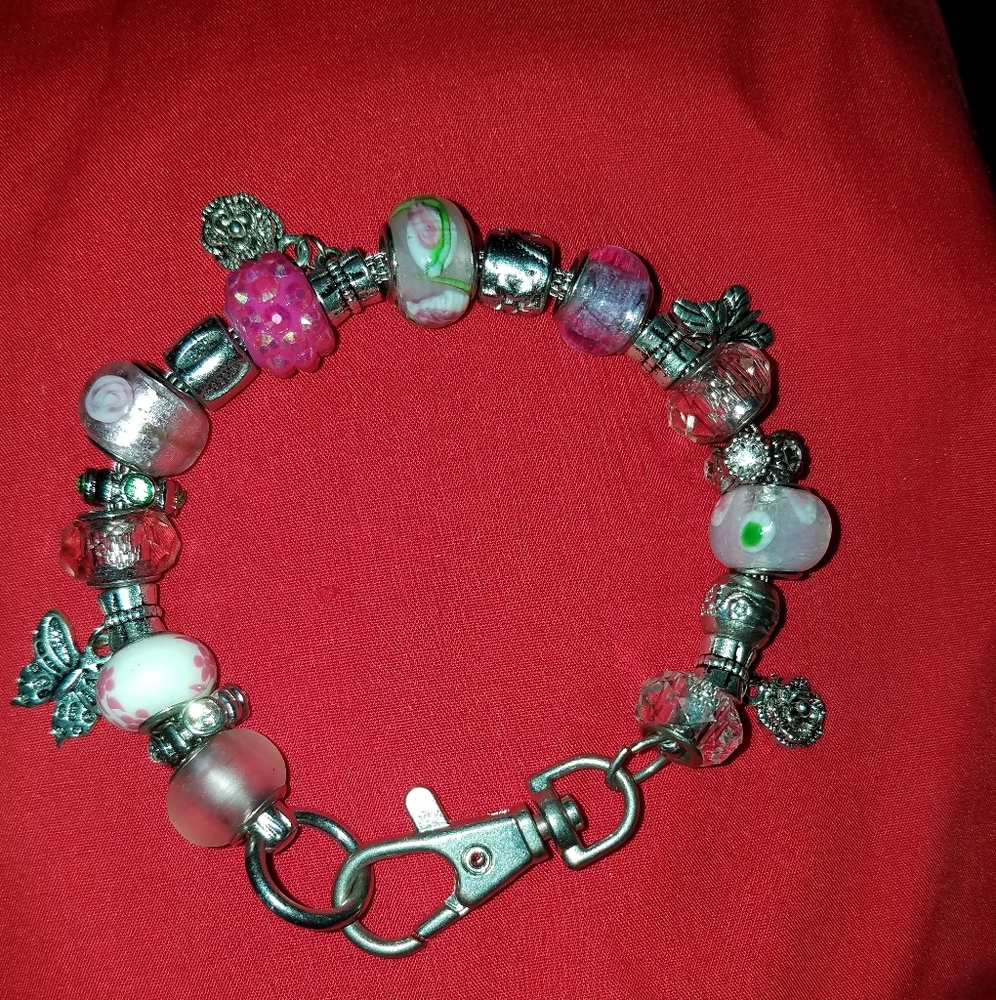 A pink murano charm bracelet